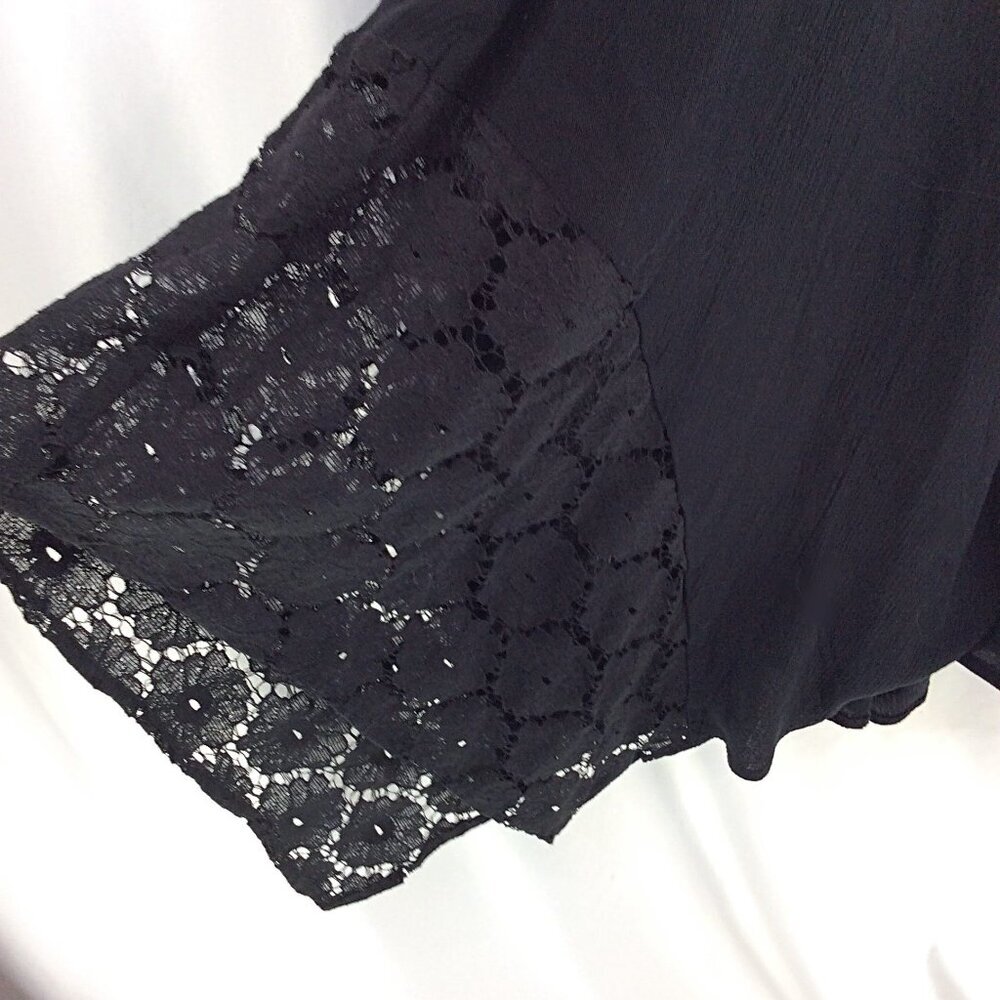 ellos Women's Plus Size Handkerchief Hem Dress 1X 22/24 Black Tank Smocked - Picture 7 of 11